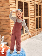 Playful Pals Young Girl Solid Color Pocket Loose Casual Jumpsuit With Straps, Autumn